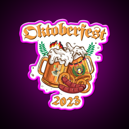 2023 Oktoberfest Beer Festival Gear Beer Bar Decor Led Neon Sign Rgb Color - Neon sign mounted on wall in room
