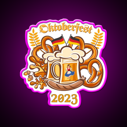 2023 Oktoberfest German Beer Festival Beer Bar Decor Led Neon Sign Rgb Color - Neon sign mounted on wall in room
