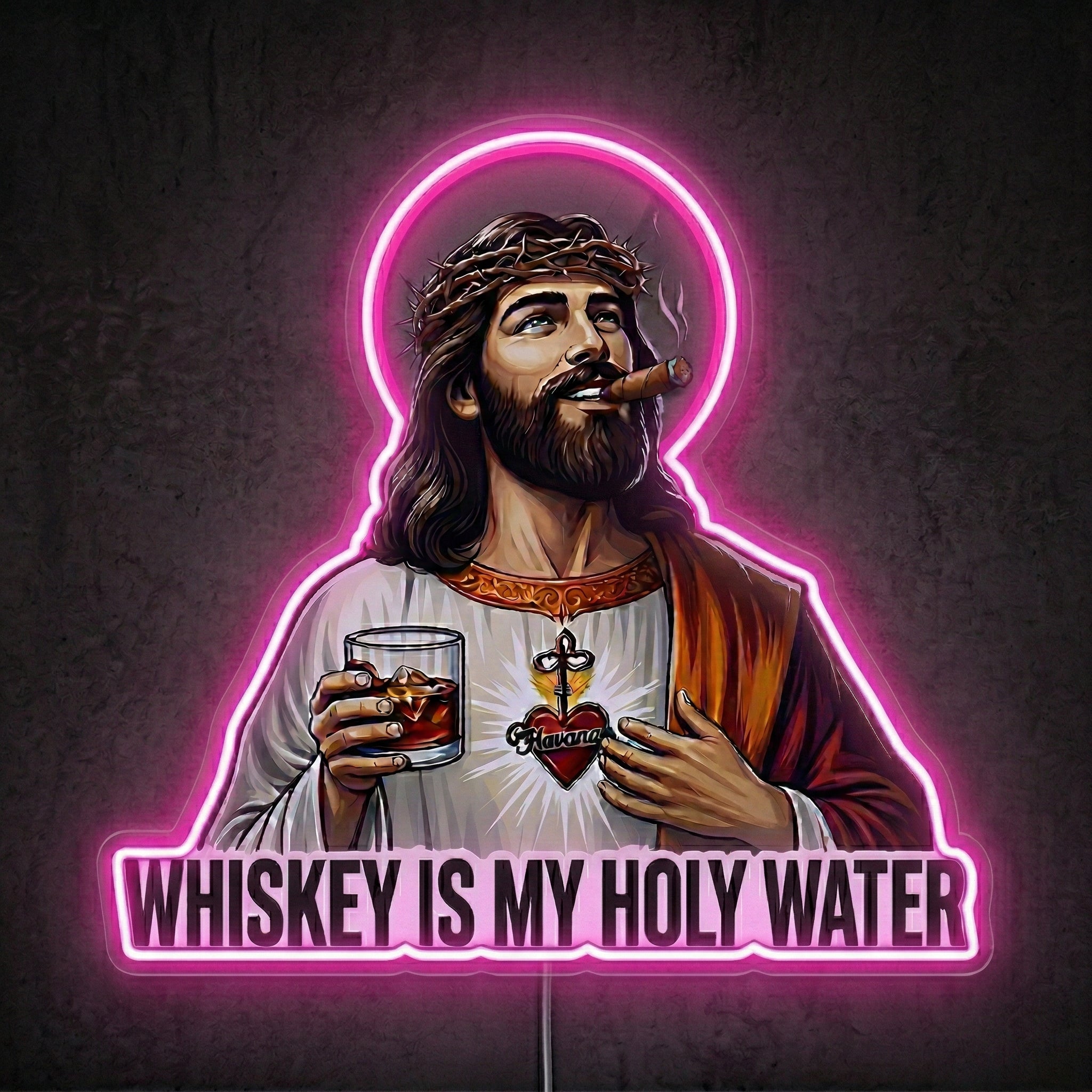 ShineNeon™ Whiskey Is My Holy Water LED Neon Sign Funny Blue Bar Wall Decor USB Powered