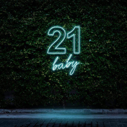 21 Baby Mint Green Led Neon Sign For Outdoor Birthday Celebration | Shineneon