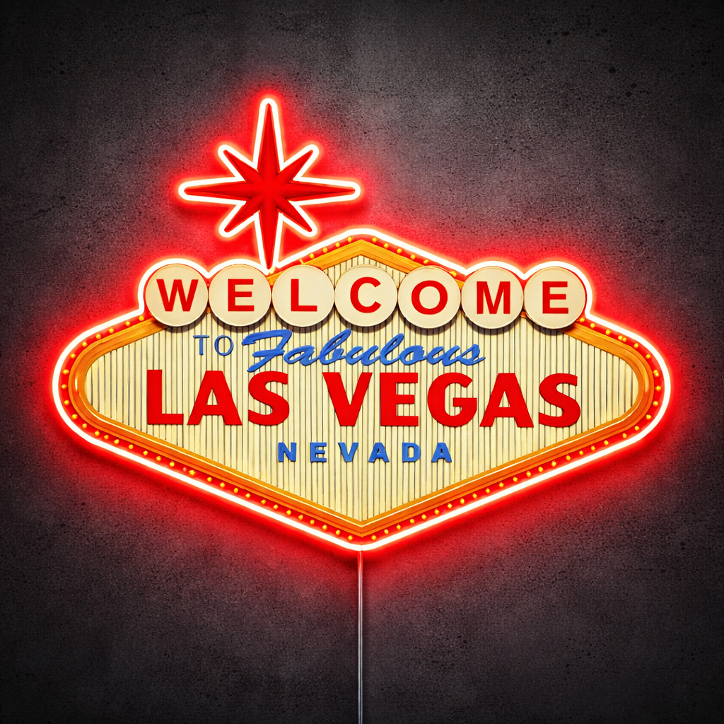 ShineNeon™ Welcome to Fabulous Las Vegas LED Neon Sign - Nevada Landmark Decor USB Powered