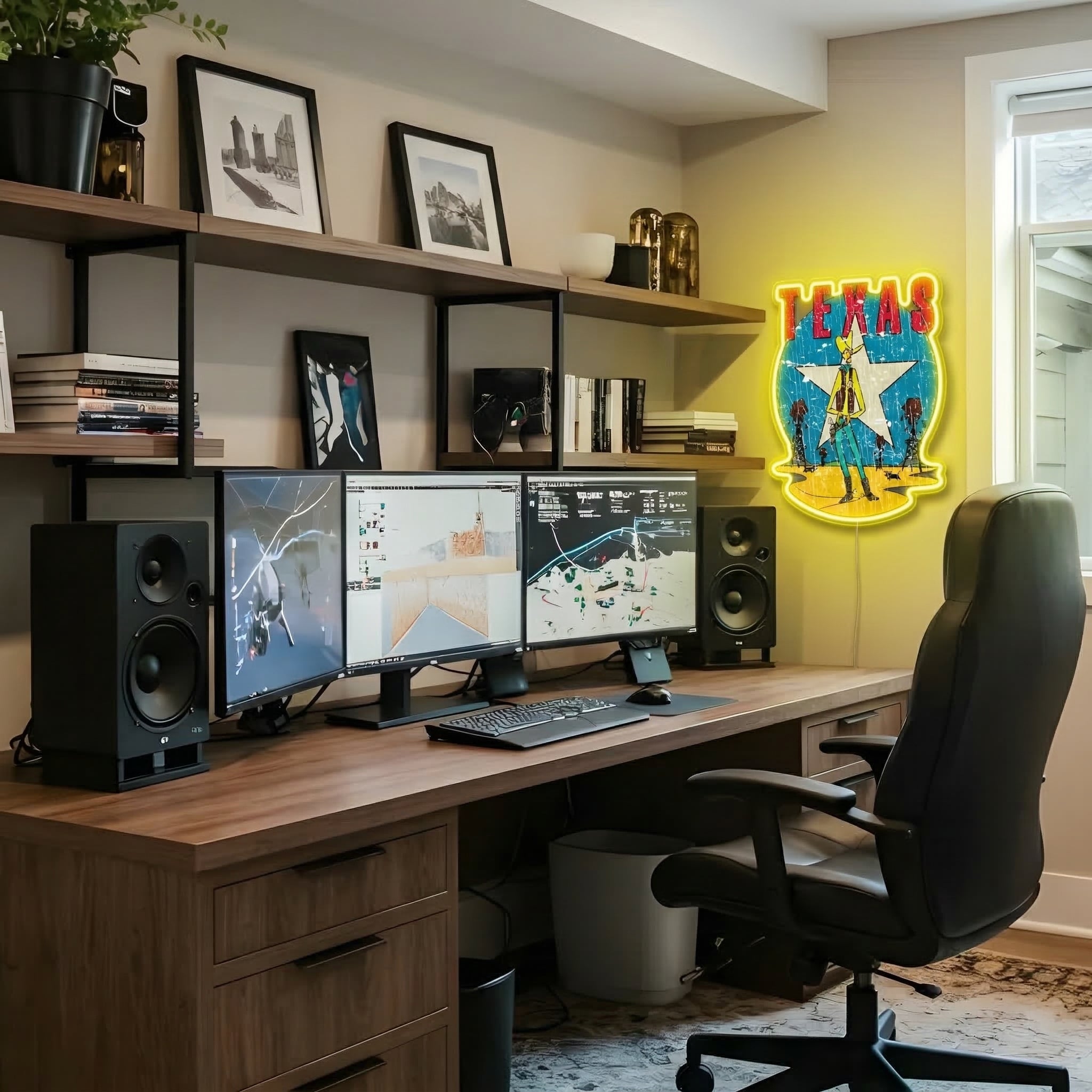 ShineNeon™ Vintage Lone Star Texas Cowboy LED Neon Sign Wall Art USB Powered