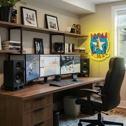 ShineNeon™ Vintage Lone Star Texas Cowboy LED Neon Sign Wall Art USB Powered