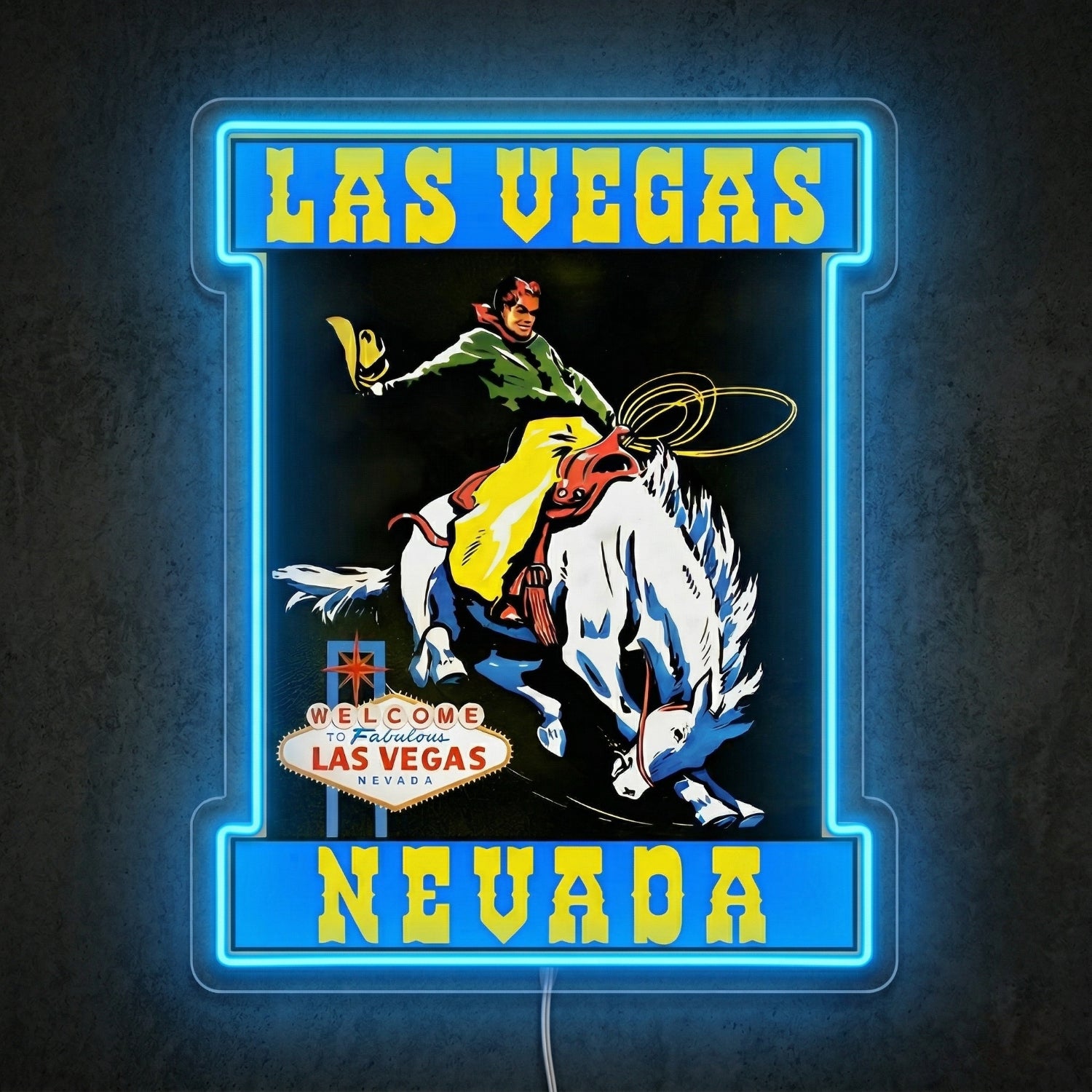 ShineNeon™ Las Vegas Cowgirl neon sign USB Power - Custom LED neon sign front view