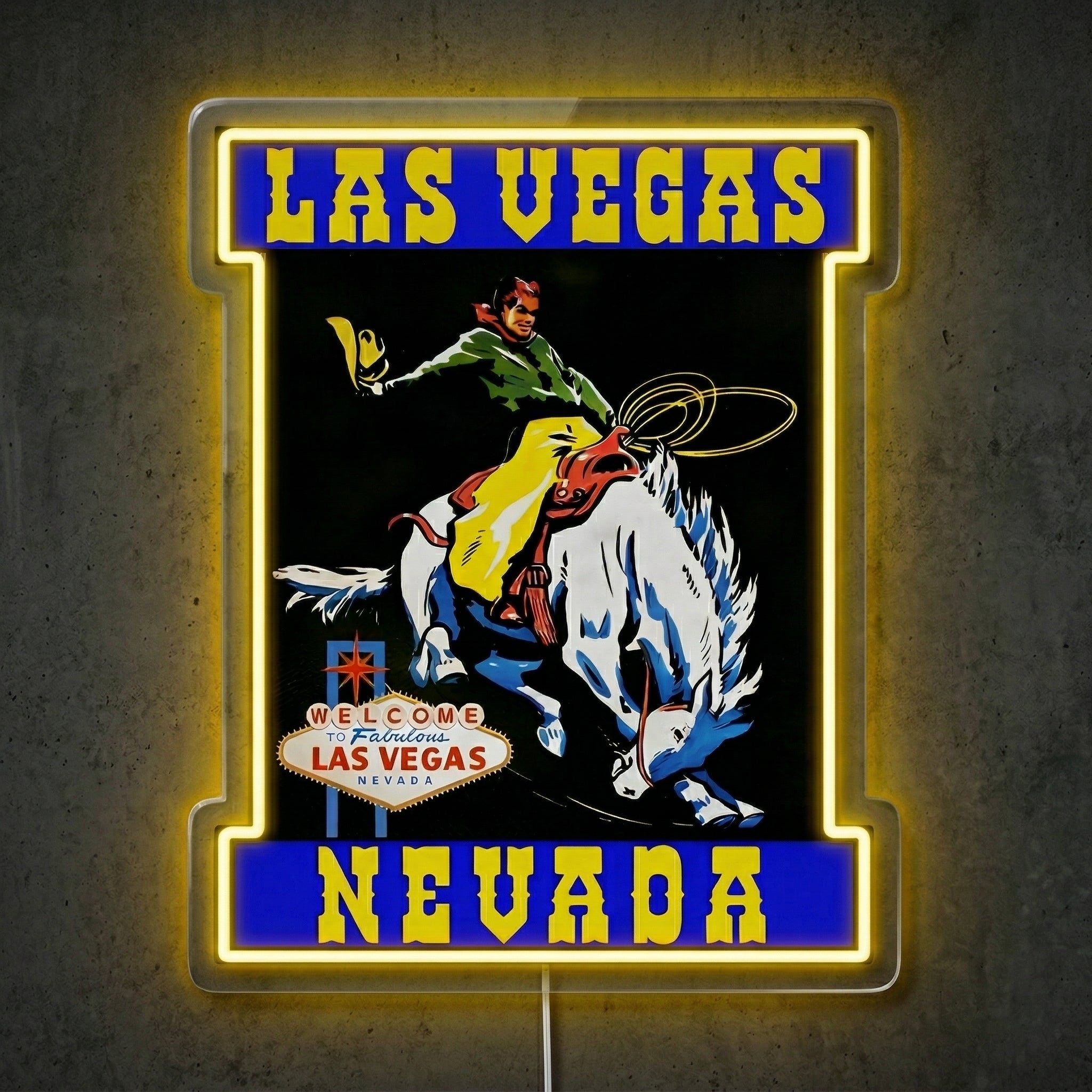 ShineNeon™ Las Vegas Cowgirl neon sign USB Power - Size and dimension reference