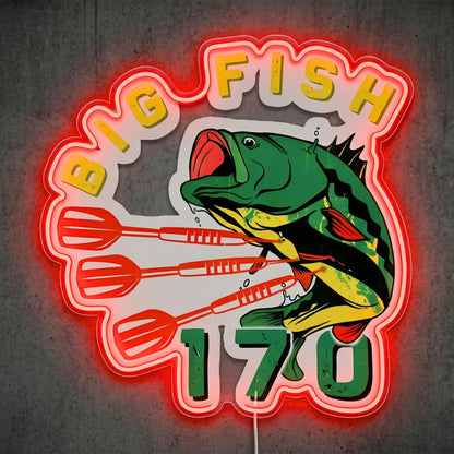 ShineNeon™ Big Fish 170 neon sign USB Power - Neon sign mounted on wall in room