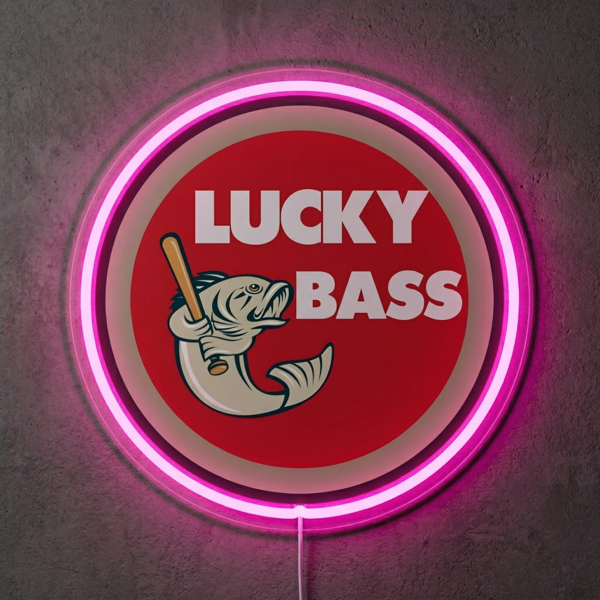 ShineNeon™ Lucky Bass Badge neon sign USB Power - Custom LED neon sign front view