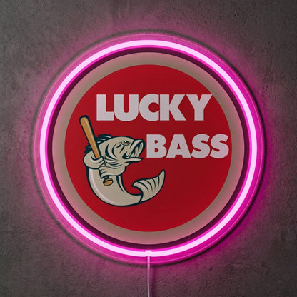 ShineNeon™ Lucky Bass Badge neon sign USB Power - Custom LED neon sign front view