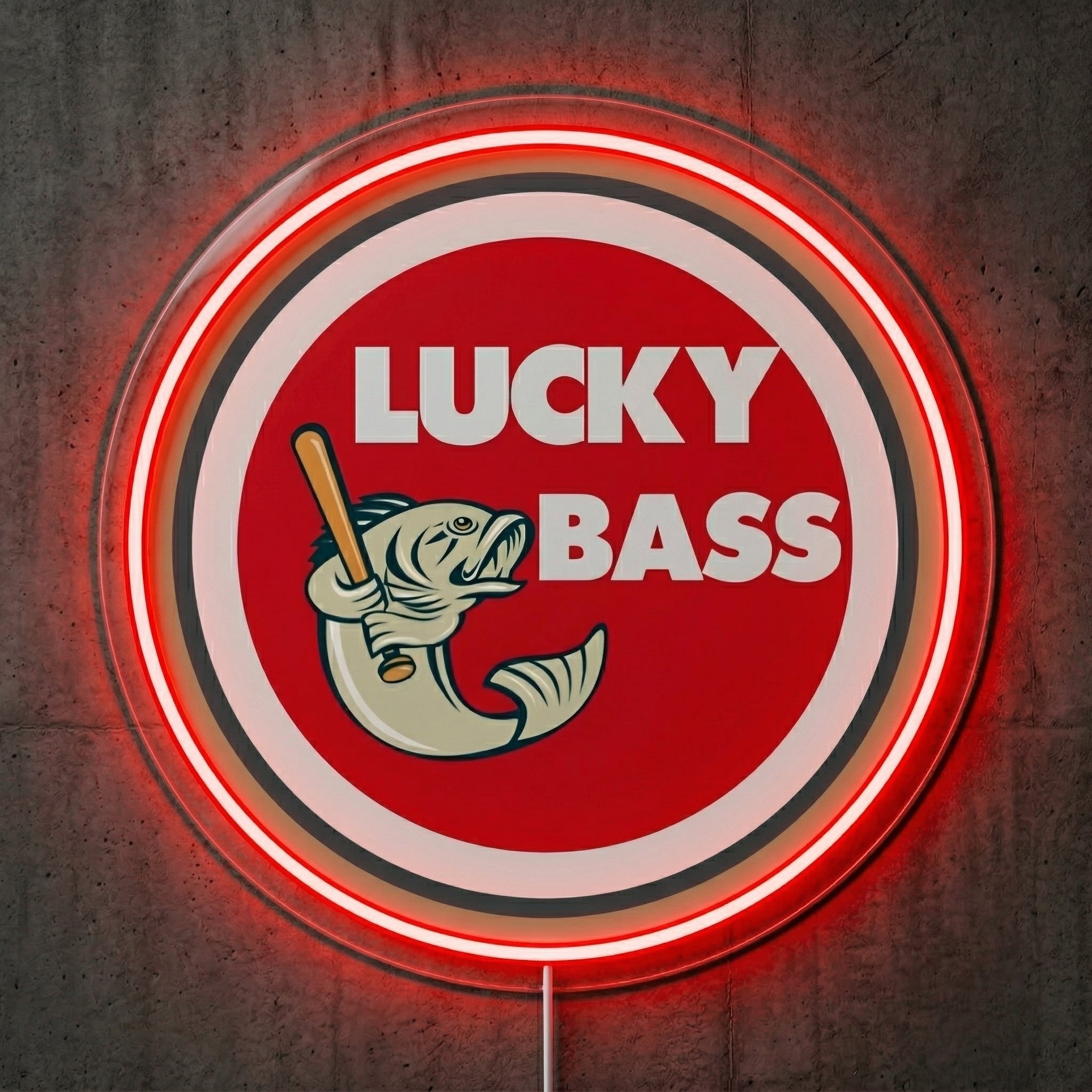ShineNeon™ Lucky Bass Badge neon sign USB Power - Size and dimension reference