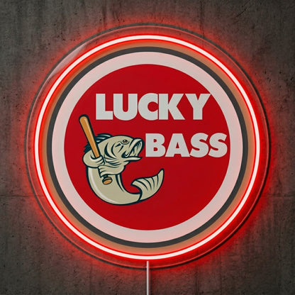 ShineNeon™ Lucky Bass Badge neon sign USB Power - Size and dimension reference