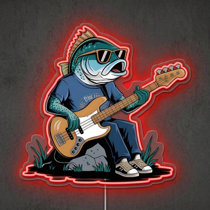ShineNeon™ Guitar Fish Jam neon sign USB Power - Size and dimension reference