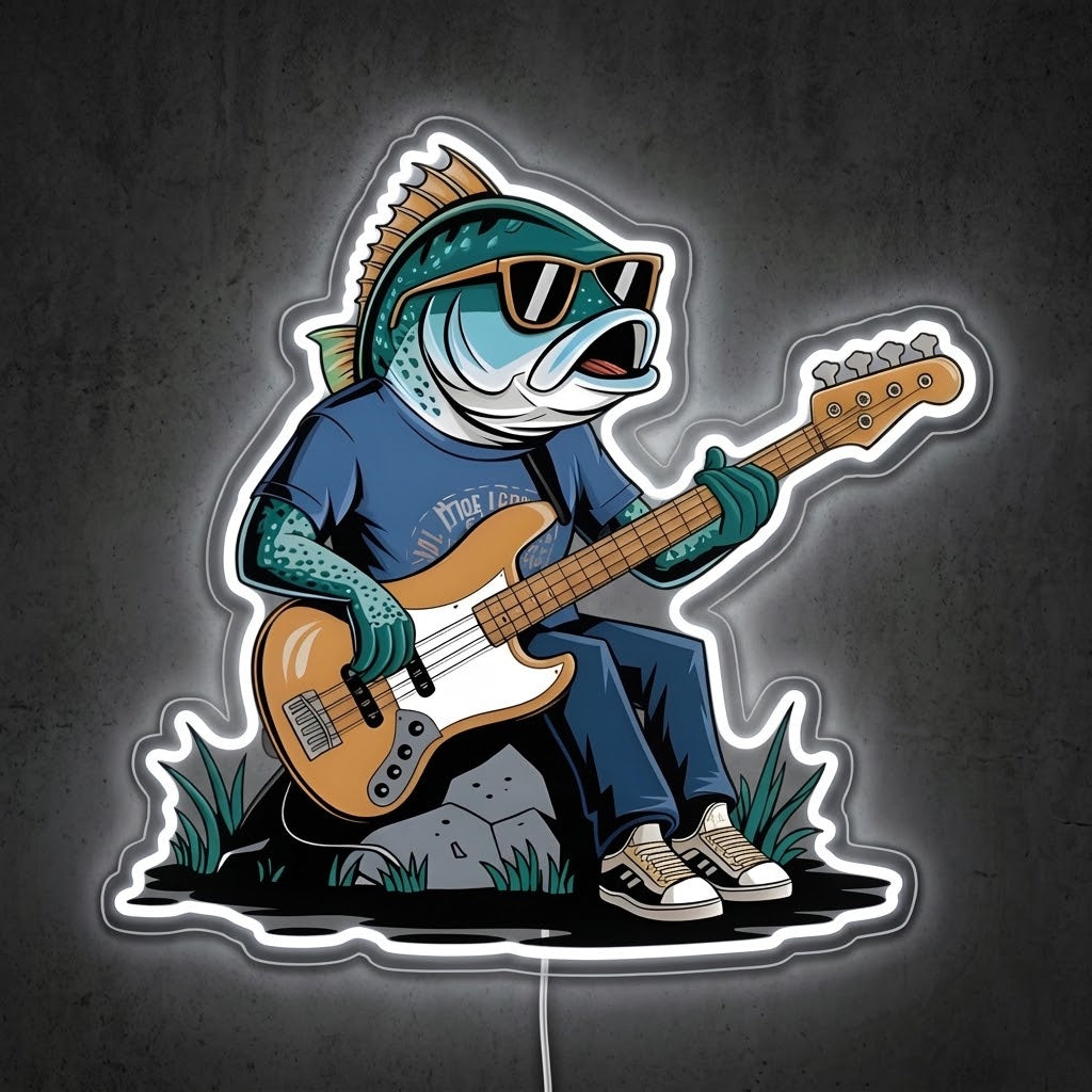 ShineNeon™ Guitar Fish Jam neon sign USB Power - LED neon sign view 9