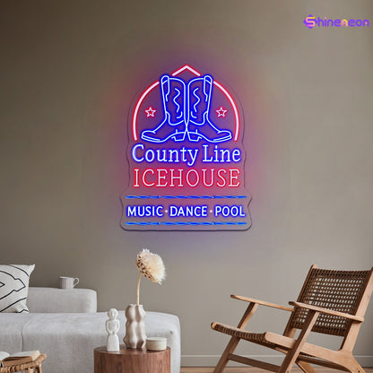 Country Line Ice House Custom Led Neon Sign Waterproof Free Shipping