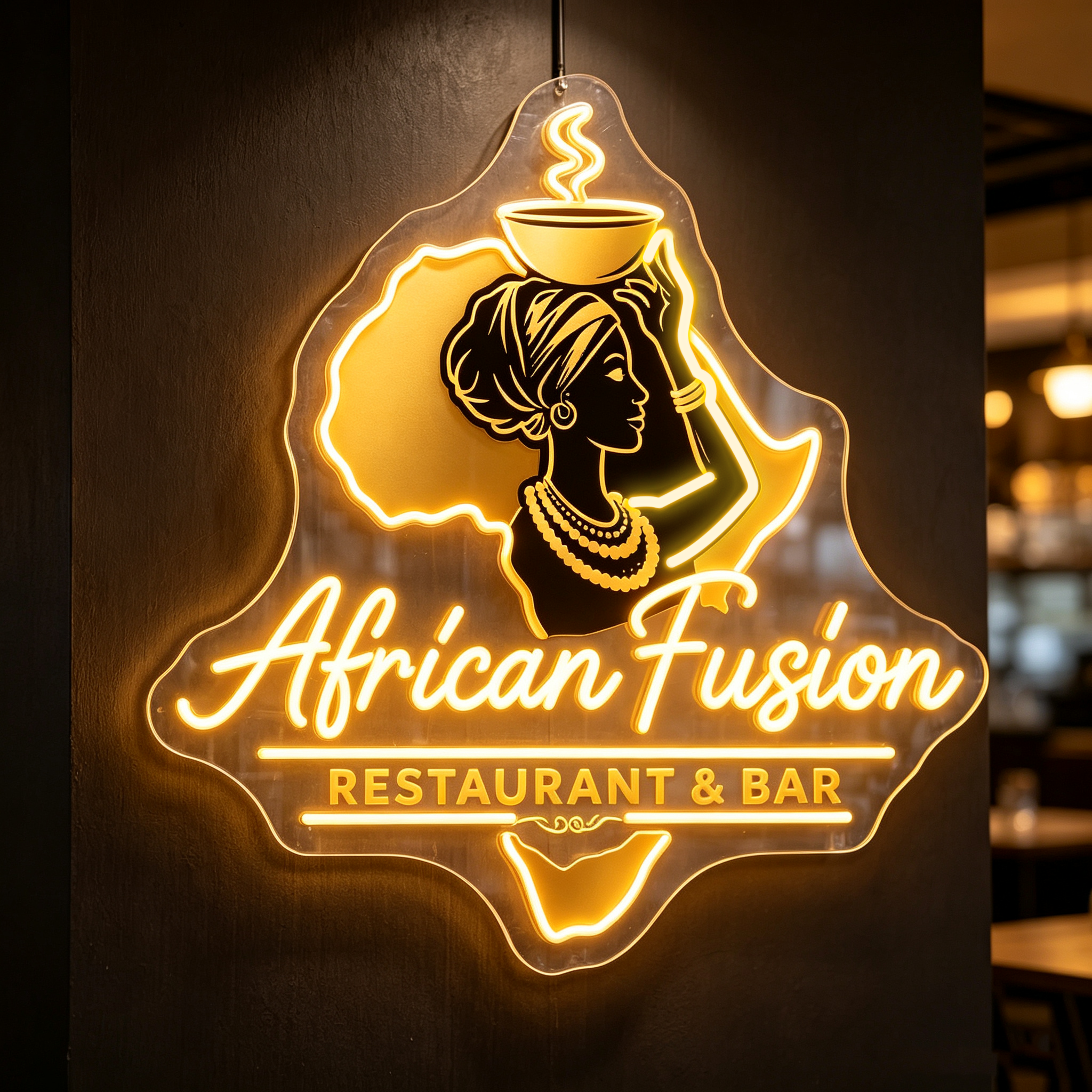African Fusion Restaurant Bar Custom LED Neon Sign