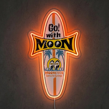 ShineNeon™ Mooneyes Surfboard LED Neon Sign Retro Garage Decor Tropical Vibe USB Power