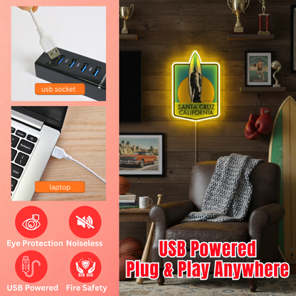 ShineNeon™ Retro Surf California LED Neon Sign - Vintage Beach Vibe Wall Art (USB Powered)