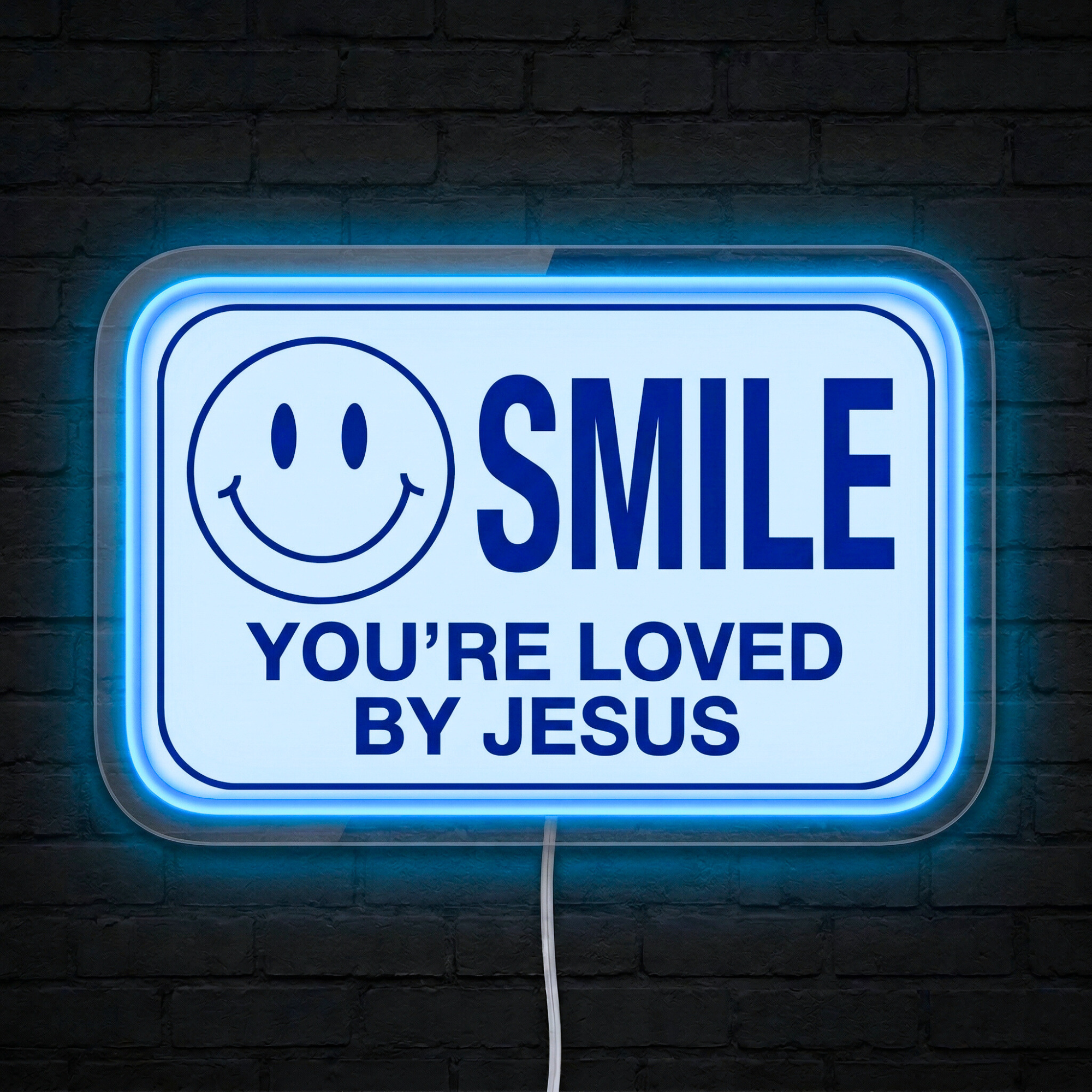 ShineNeon™ Jesus Loves You Smile LED Neon Sign Home Wall Faith Decor USB Powered