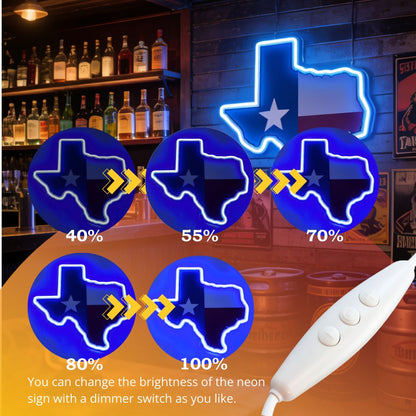 Texas USB LED Neon Sign Lone Star State Wall Light or Texas Pride Decor