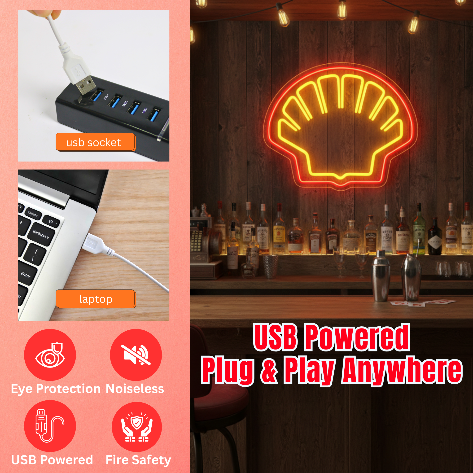 ShineNeon™ Vintage Shell LED Neon Sign - Retro Garage & Man Cave Decor