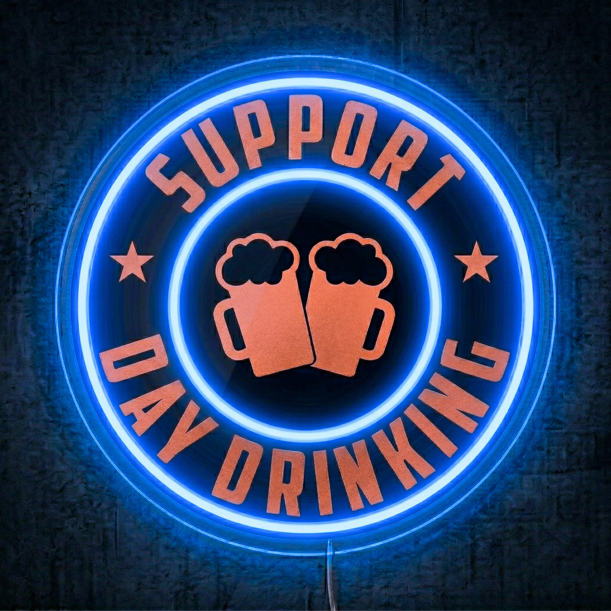 ShineNeon™ Support Day Drinking LED Neon Sign Beer Bar Decor Man Cave USB Powered
