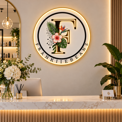 Floral F Badge Custom LED Neon Sign