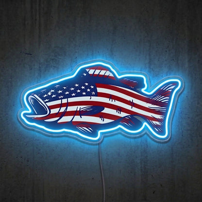ShineNeon™ American Fish Flag neon sign USB Power - Custom LED neon sign front view
