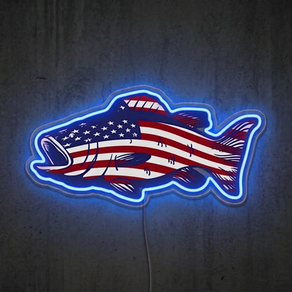 ShineNeon™ American Fish Flag neon sign USB Power - LED neon sign close-up detail