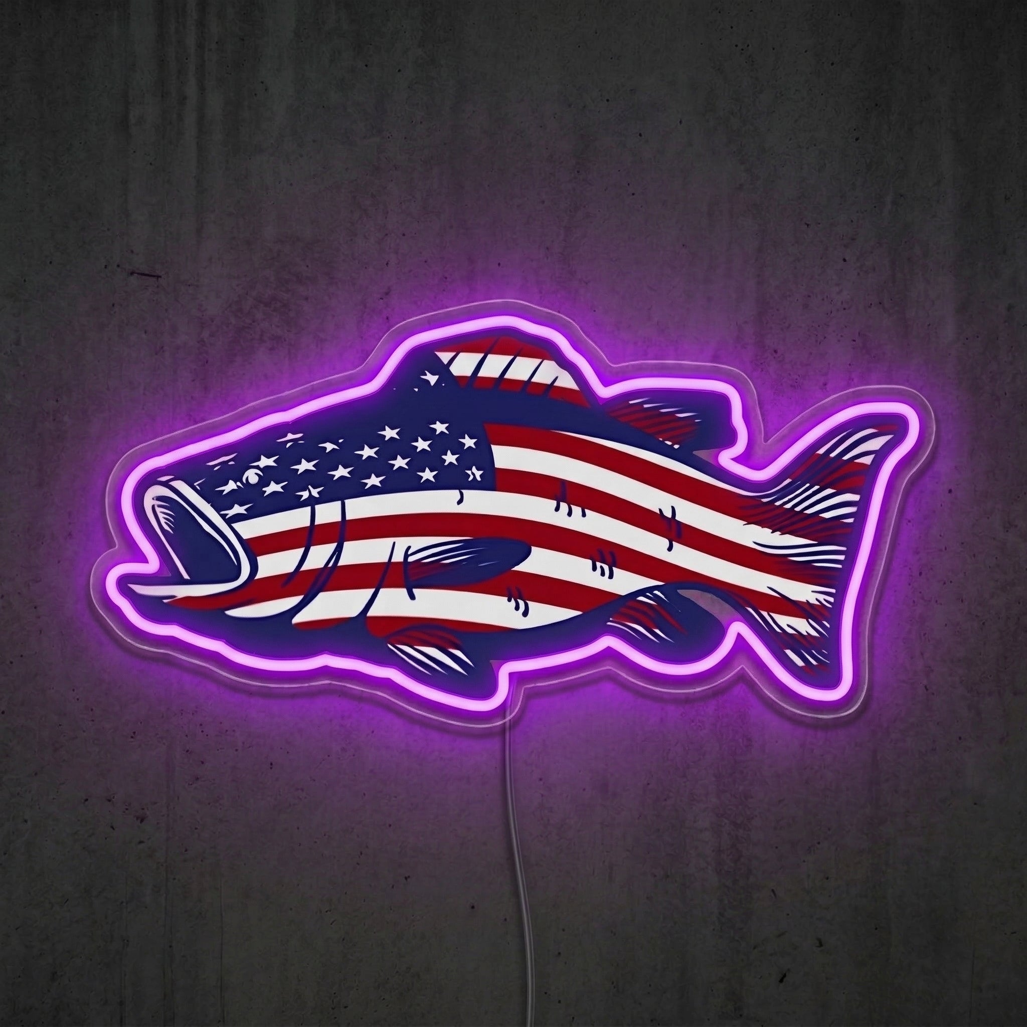 ShineNeon™ American Fish Flag neon sign USB Power - LED neon sign view 7