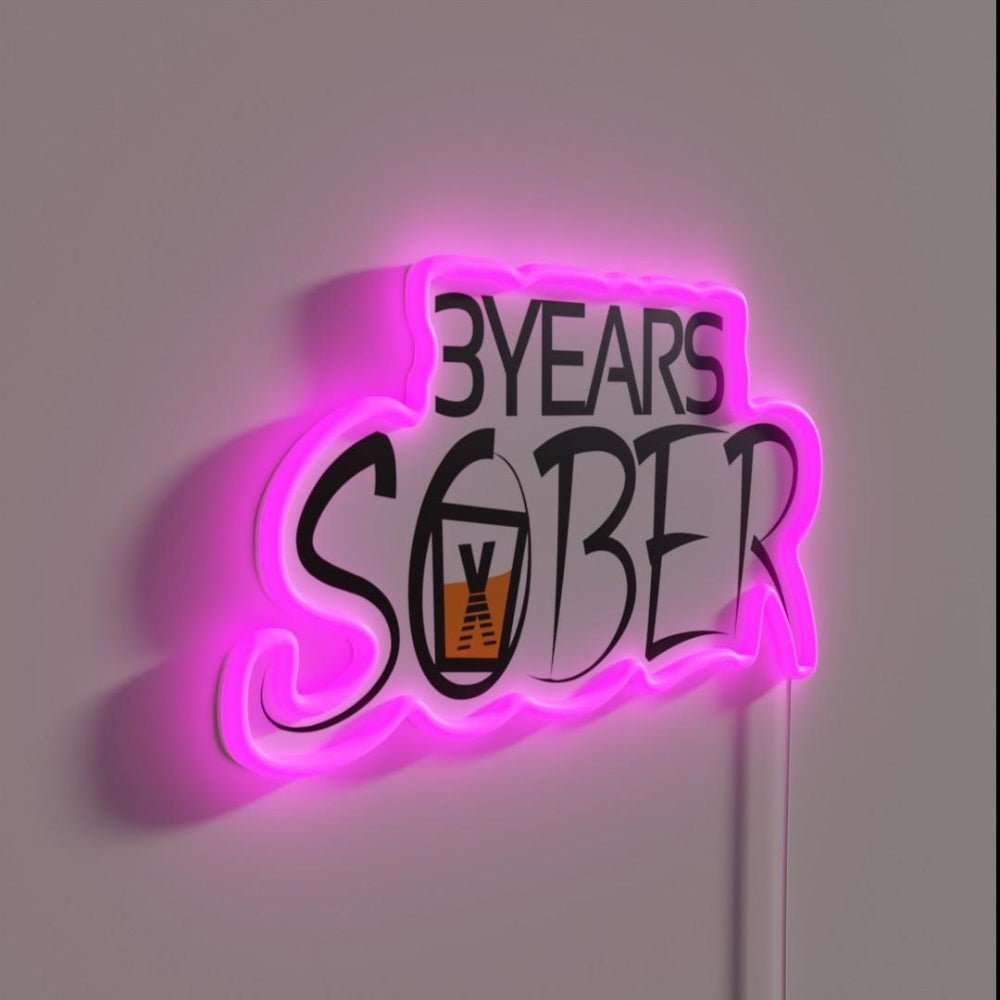 3 Years Sober Sober Life Rgb Led Neon Sign - Shineneon