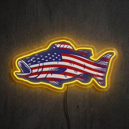 ShineNeon™ American Fish Flag neon sign USB Power - Size and dimension reference