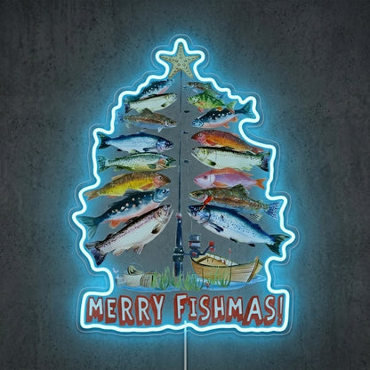 ShineNeon™ Merry Fishmas Tree neon sign USB Power - LED neon sign close-up detail