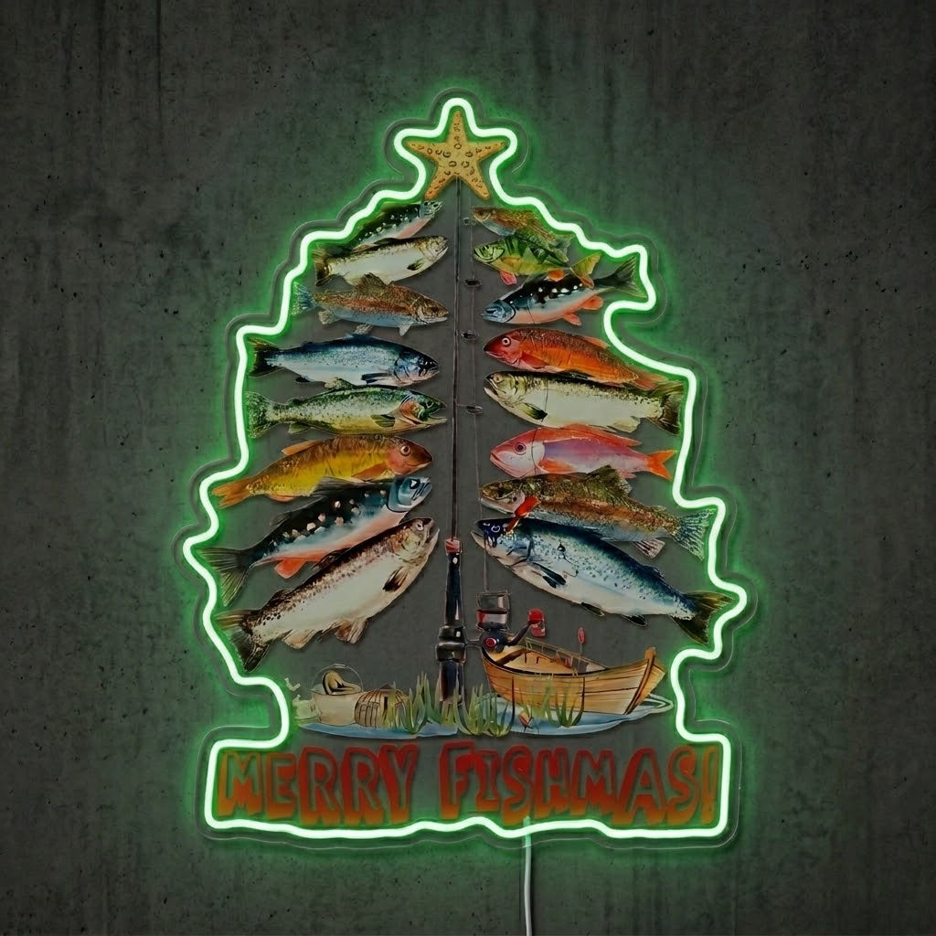ShineNeon™ Merry Fishmas Tree neon sign USB Power - LED neon sign view 9