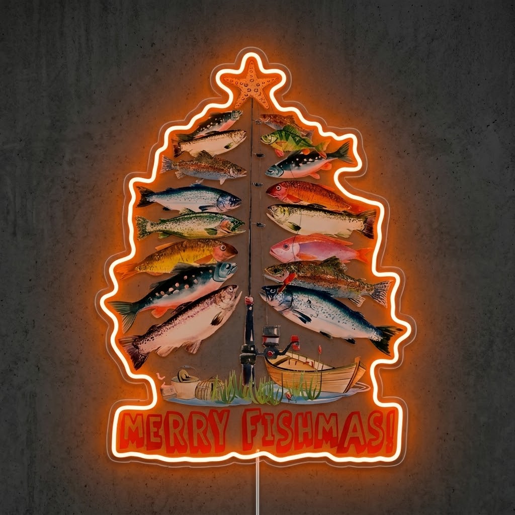 ShineNeon™ Merry Fishmas Tree neon sign USB Power - LED neon sign view 5