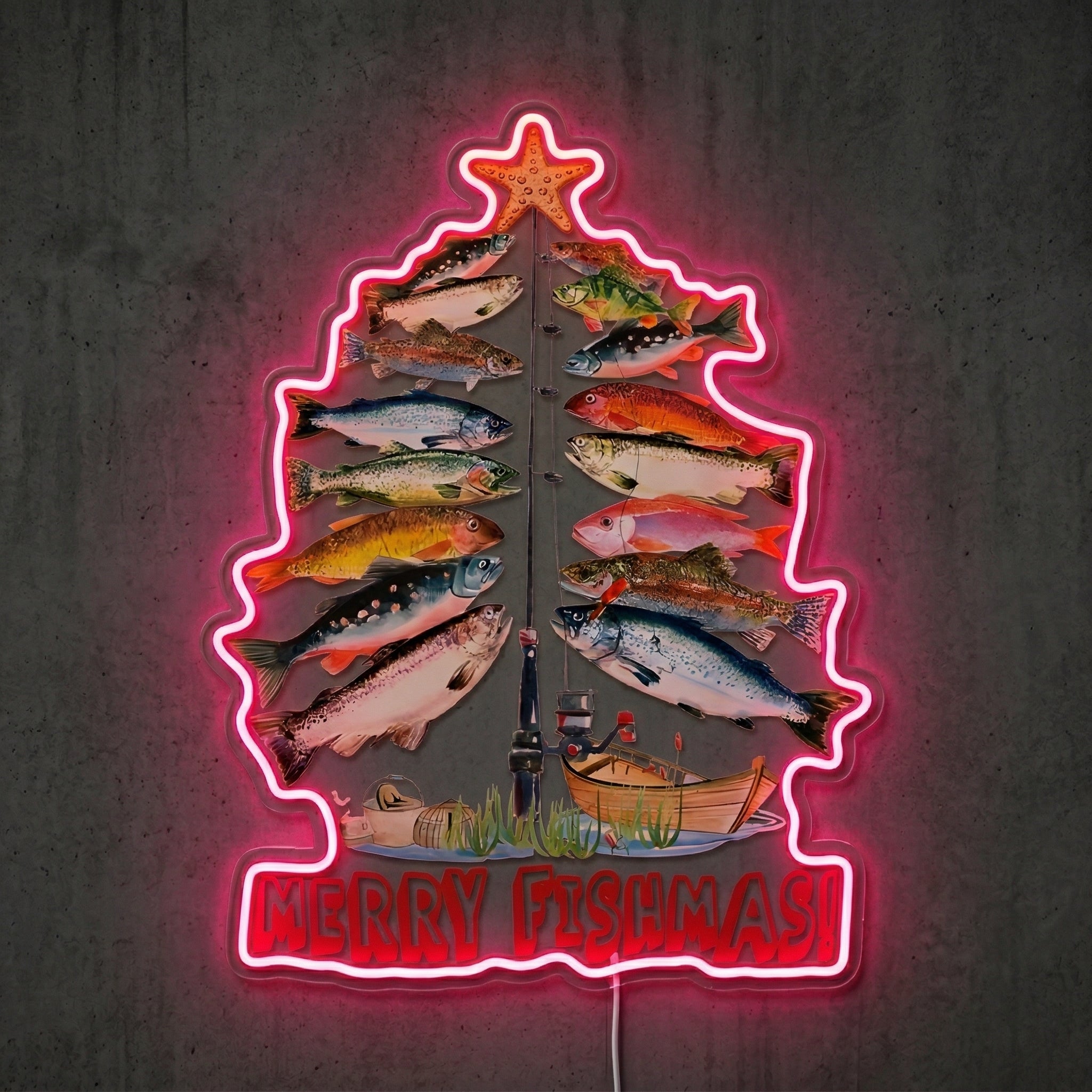 ShineNeon™ Merry Fishmas Tree neon sign USB Power - LED neon sign view 6