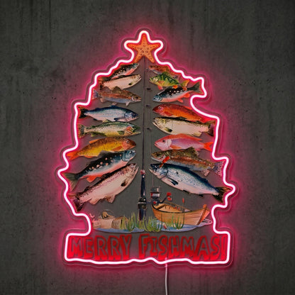 ShineNeon™ Merry Fishmas Tree neon sign USB Power - LED neon sign view 6
