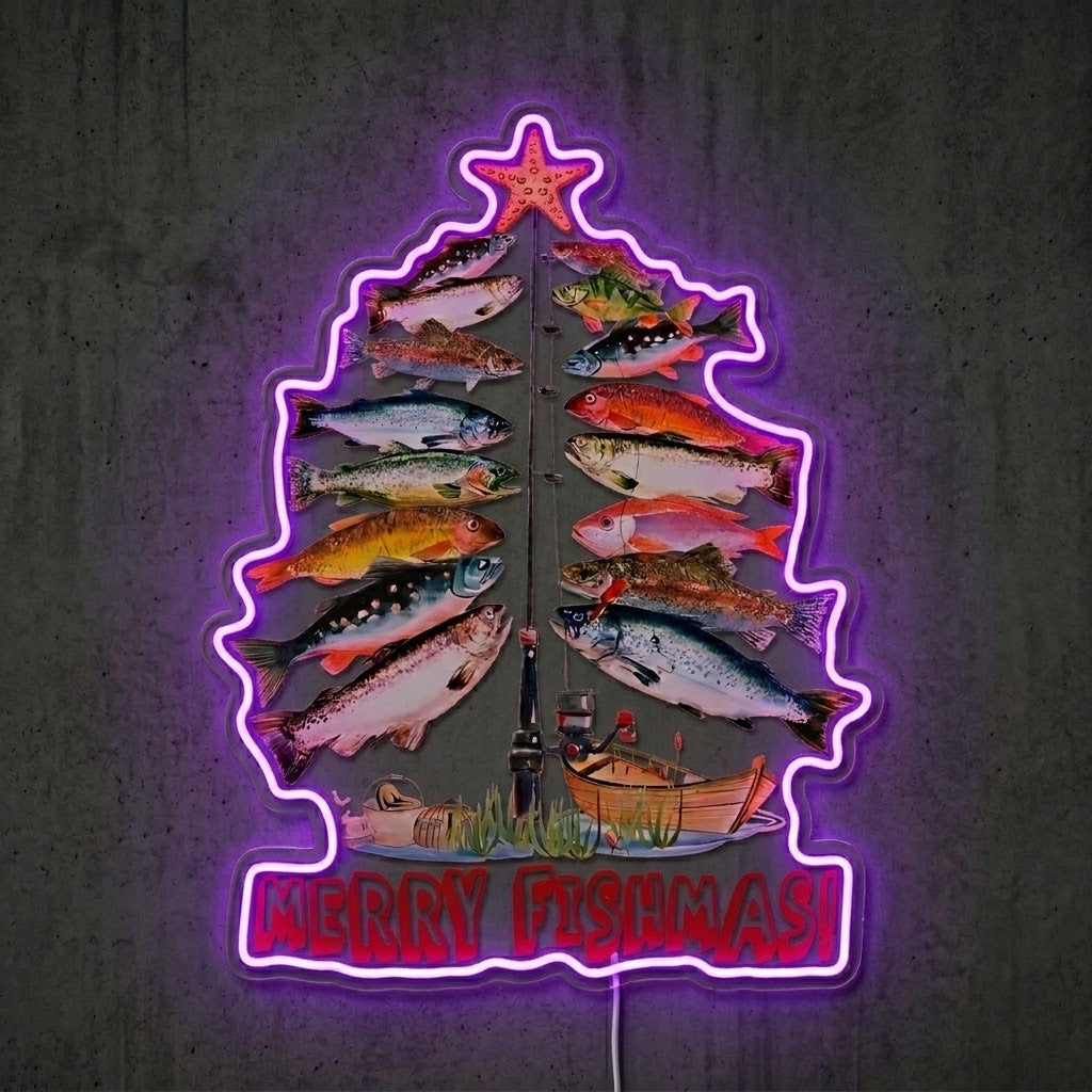 ShineNeon™ Merry Fishmas Tree neon sign USB Power - LED neon sign view 7