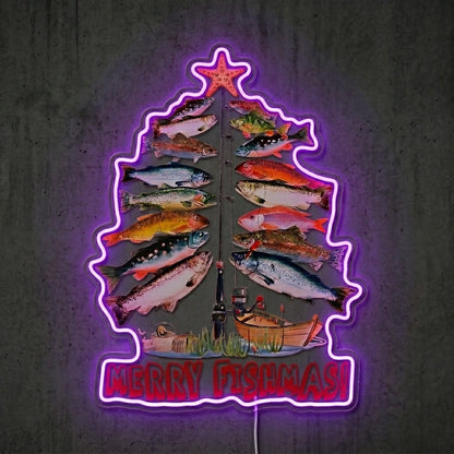 ShineNeon™ Merry Fishmas Tree neon sign USB Power - LED neon sign view 7