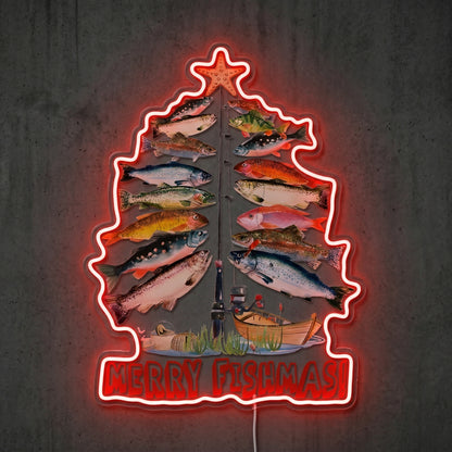 ShineNeon™ Merry Fishmas Tree neon sign USB Power - Custom LED neon sign front view