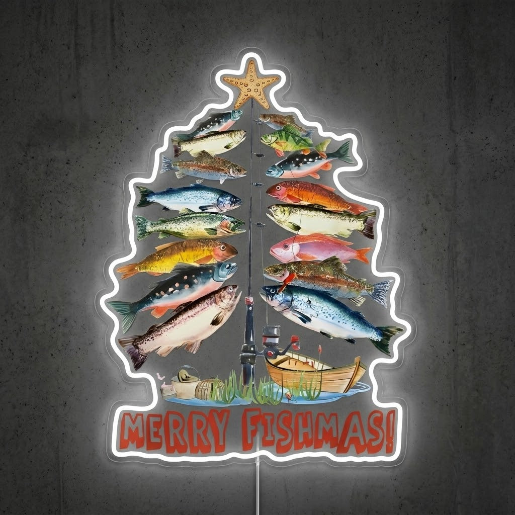 ShineNeon™ Merry Fishmas Tree neon sign USB Power - LED neon sign view 8