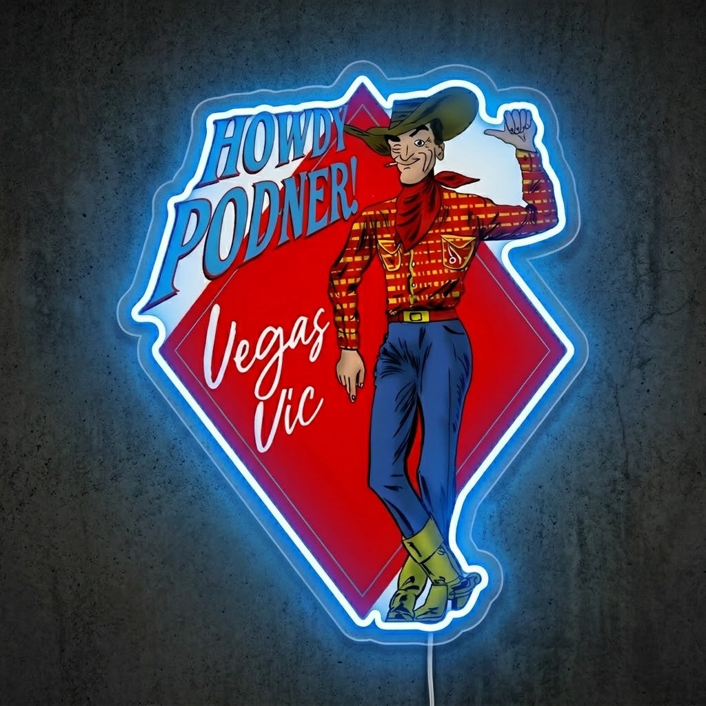 ShineNeon™ Nevada Cowgirl Glow neon sign USB Power - Neon sign mounted on wall in room