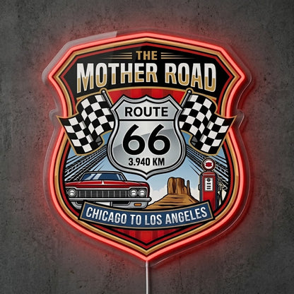 ShineNeon™ Mother Road Route 66 neon sign USB Power - Size and dimension reference