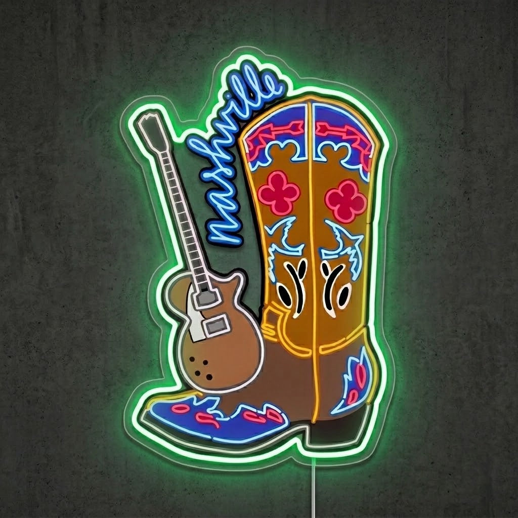 ShineNeon™ Cowboy Boot Guitar neon sign USB Power - LED neon sign view 9