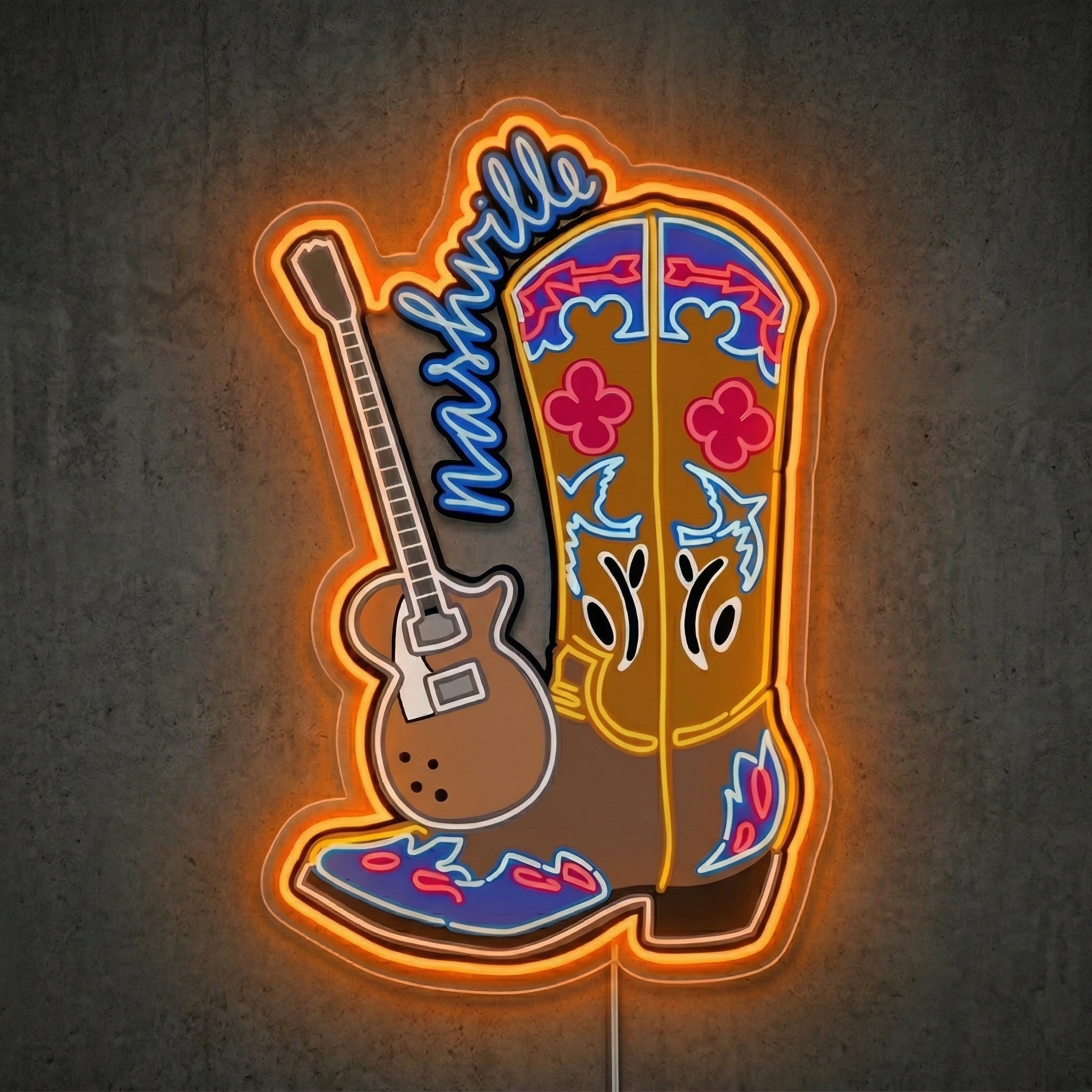 ShineNeon™ Cowboy Boot Guitar neon sign USB Power - LED neon sign view 6
