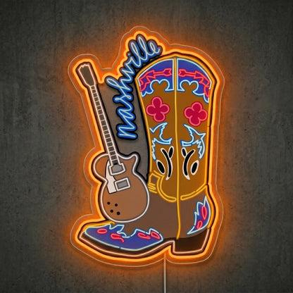 ShineNeon™ Cowboy Boot Guitar neon sign USB Power - LED neon sign view 6