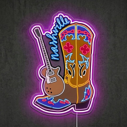 ShineNeon™ Cowboy Boot Guitar neon sign USB Power - LED neon sign view 7