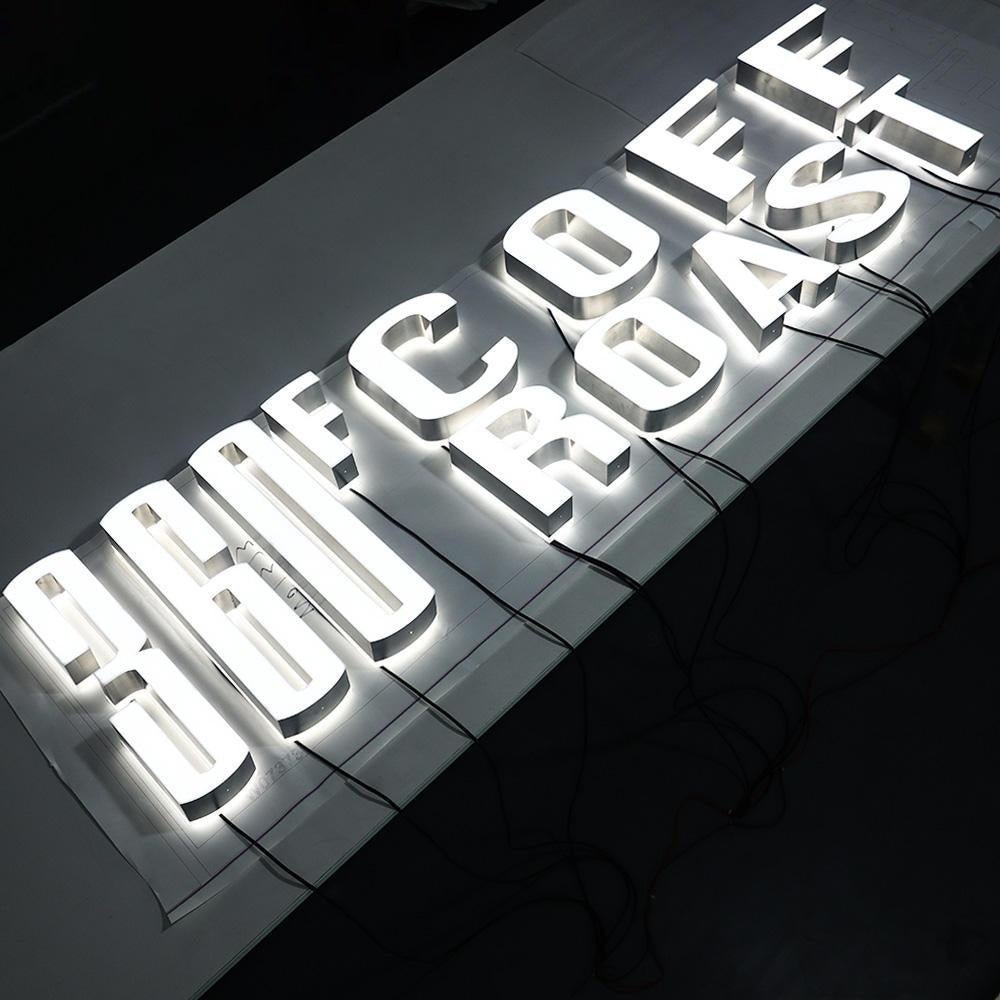 360 Coffee Roast 3D Front And Back Lit Letters Metal Led Sign - Shineneon