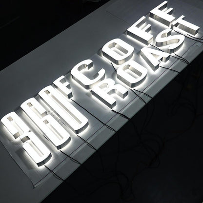 360 Coffee Roast 3D Front And Back Lit Letters Metal Led Sign - Shineneon