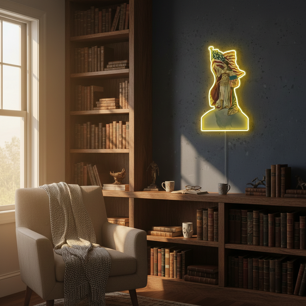 ShineNeon™ Vintage Lady Liberty American Flag LED Neon Sign - Patriotic Wall Art Decor