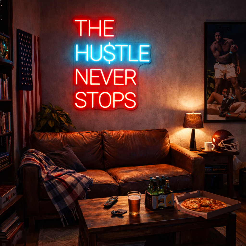ShineNeon™ The Hustle Never Stops Neon Sign - USB Powered LED Wall Decor
