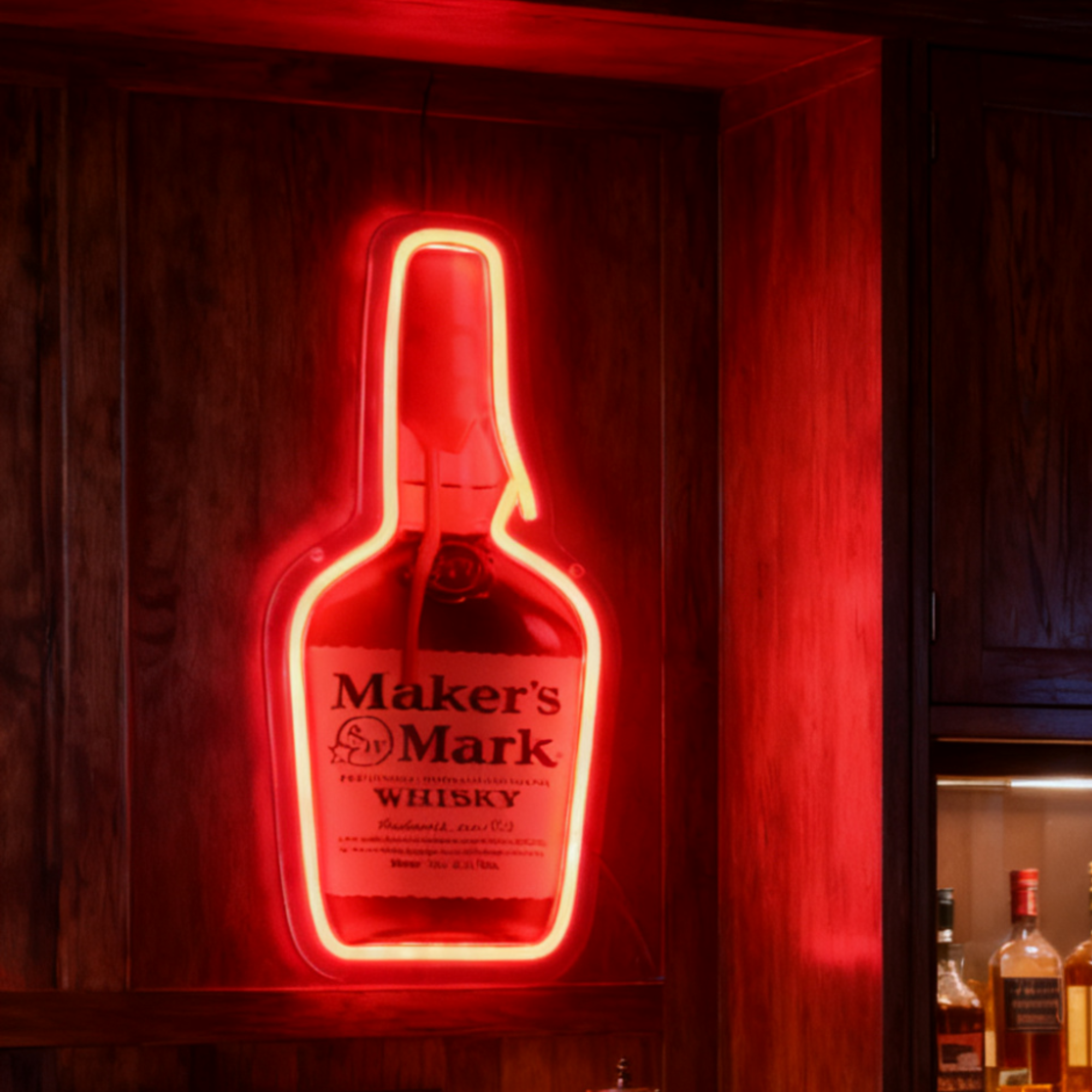 Whiskey USB LED Neon Sign - Bourbon Bar Light for Man Cave & Home Wall Decor